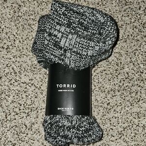 Torrid Black Grey Knit Knee High Socks